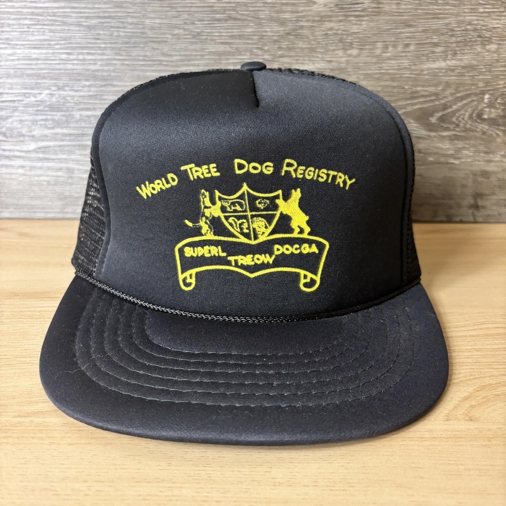 Vintage World Tree Dog Registry Hat Cap Snap Back Mesh Trucker Treow Dogga
